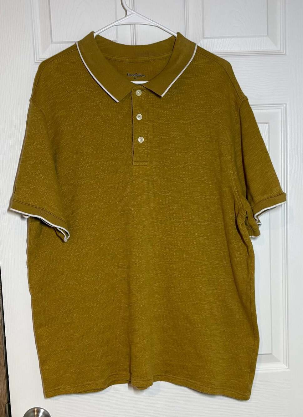 Goodfellow & Co. Polo Shirt Size XL Yellow White Trim